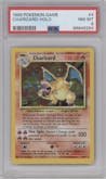 Charizard from the 1999 Pokemon set graded by PSA and given an overall grade of 8.
