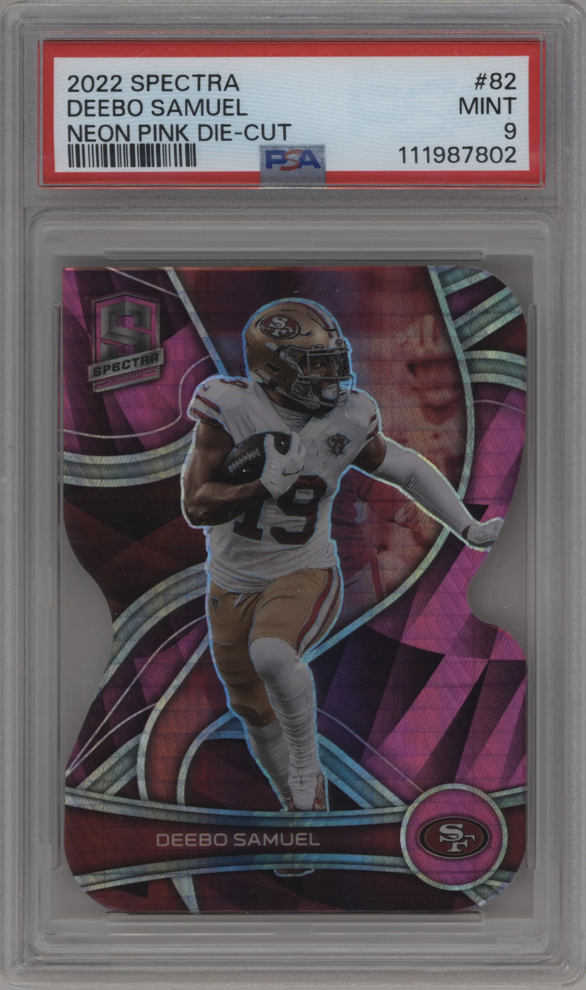 2022 Panini Spectra Deebo Samuel Die-Cut Neon Pink PSA 9