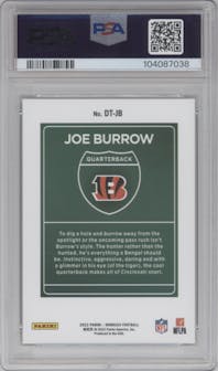 Joe Burrow from the 2020 Panini Donruss set graded by PSA and given an overall grade of 10.