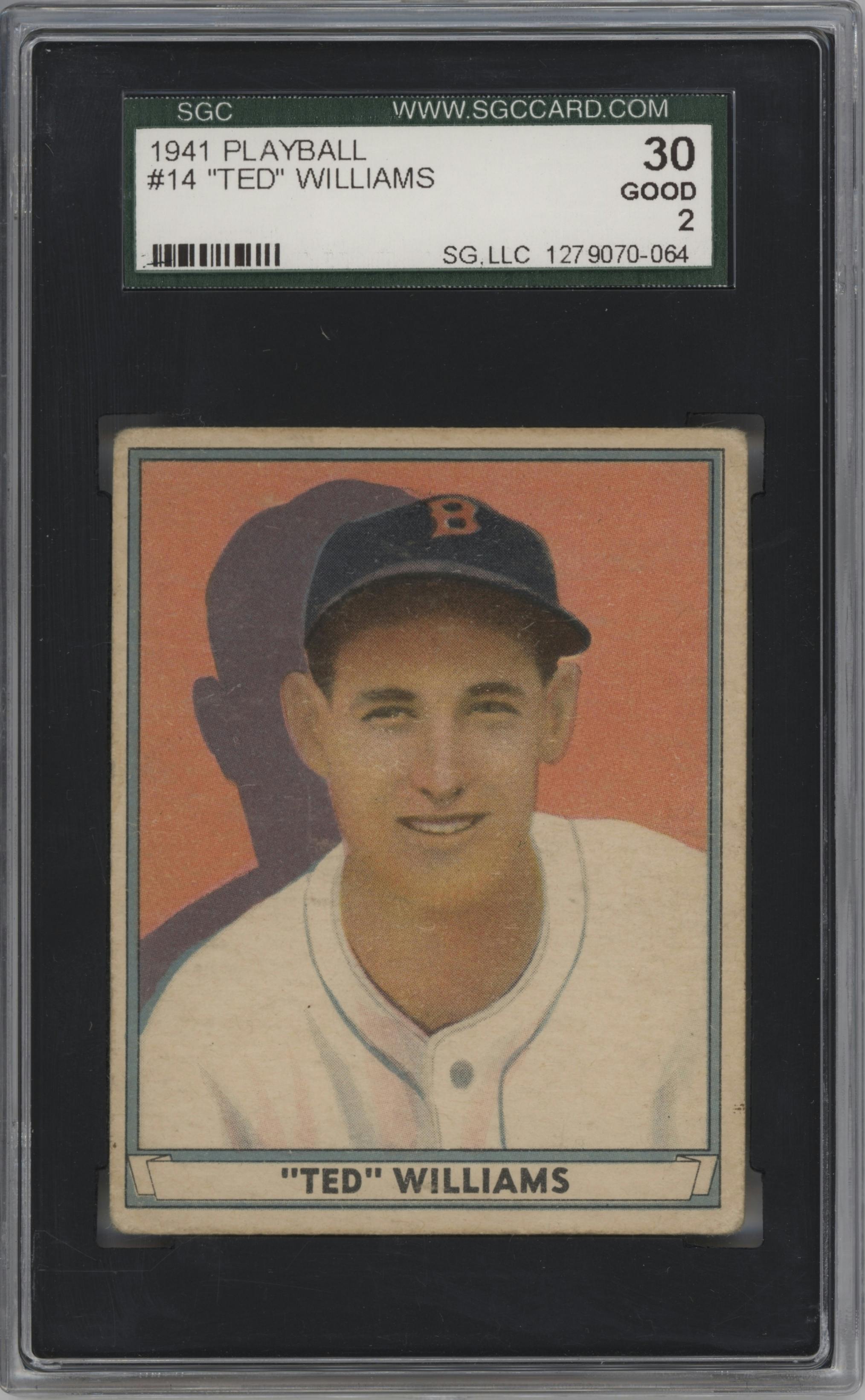 Ted Williams from the 1941 Play Ball set graded by SGC and given an overall grade of 2.