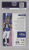 Lamar Jackson from the 2018 Panini Rookies & Stars set featuring a Gold parallel graded by PSA and given an overall grade of 9.