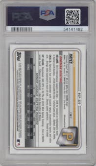Ke'Bryan Hayes from the 2020 Bowman Chrome Mega Box set graded by PSA and given an overall grade of 9.