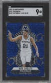 Tim Duncan from the 2023-24 Panini Mosaic set featuring a Fast Break Blue parallel graded by SGC and given an overall grade of 9.