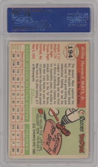 Willie Mays from the 1955 Topps set graded by PSA and given an overall grade of 3.