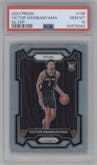 Victor Wembanyama from the 2023-24 Panini Prizm set featuring a Silver Prizm  parallel graded by PSA and given an overall grade of 10.