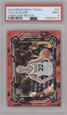 Caitlin Clark  from the 2024 Panini Prizm Draft Picks set featuring a Red Ice parallel graded by PSA and given an overall grade of 9.