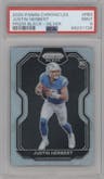 Justin Herbert from the 2020 Panini Chronicles set featuring a Silver parallel graded by PSA and given an overall grade of 9.