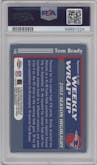 Tom Brady from the 2003 Topps Chrome set graded by PSA and given an overall grade of 10.