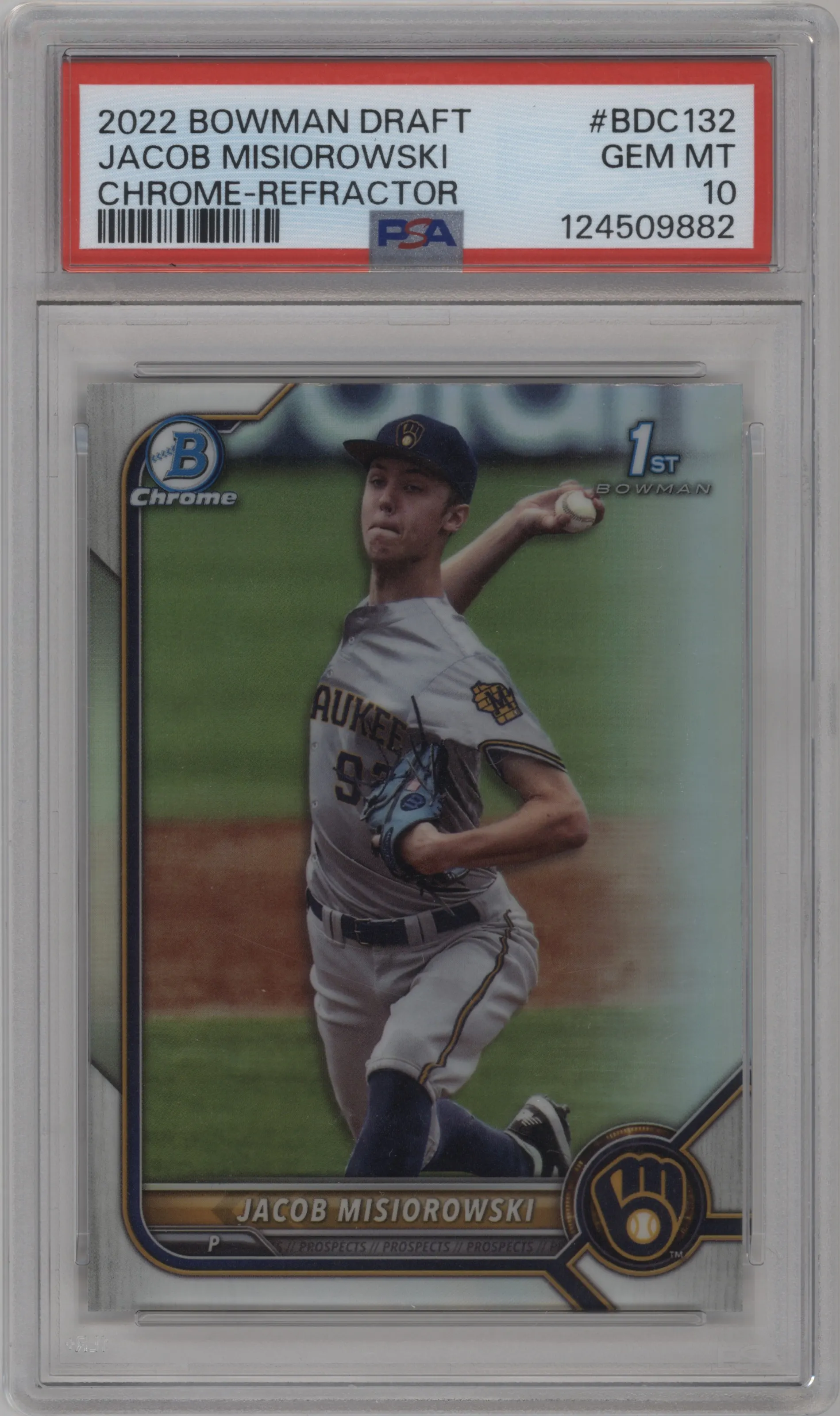 2022 Bowman Draft Chrome Jacob Misiorowski Refractor PSA 10