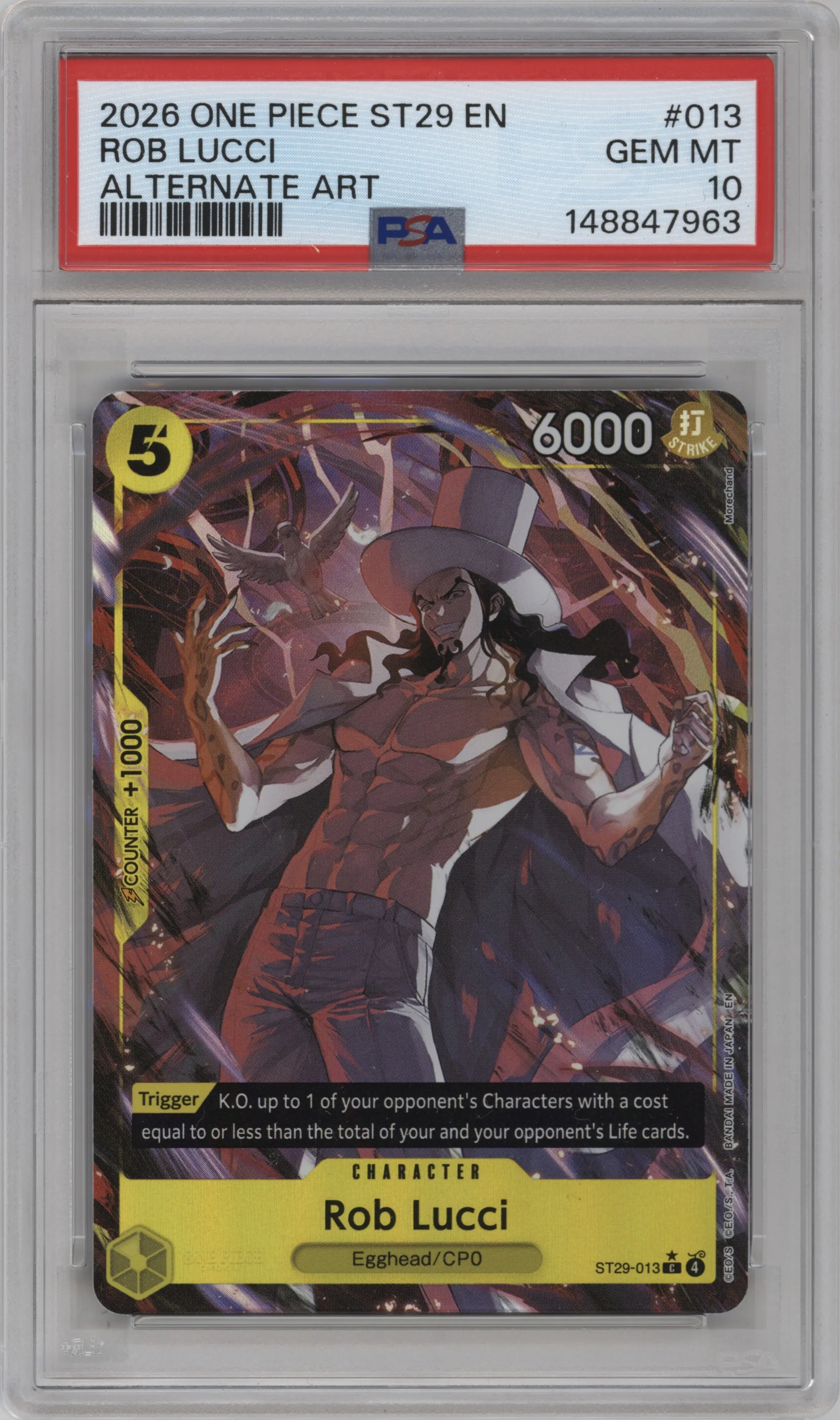 2026 One Piece Egghead Starter Deck Rob Lucci Alternate Art PSA 10