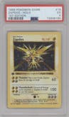 Zapdos from the 1999 Pokemon set graded by PSA and given an overall grade of 5.