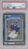 Malik Nabers from the 2024 Donruss set featuring a Football Emoji parallel graded by PSA and given an overall grade of 9.