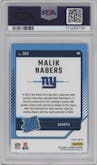 Malik Nabers from the 2024 Donruss set featuring a Football Emoji parallel graded by PSA and given an overall grade of 9.