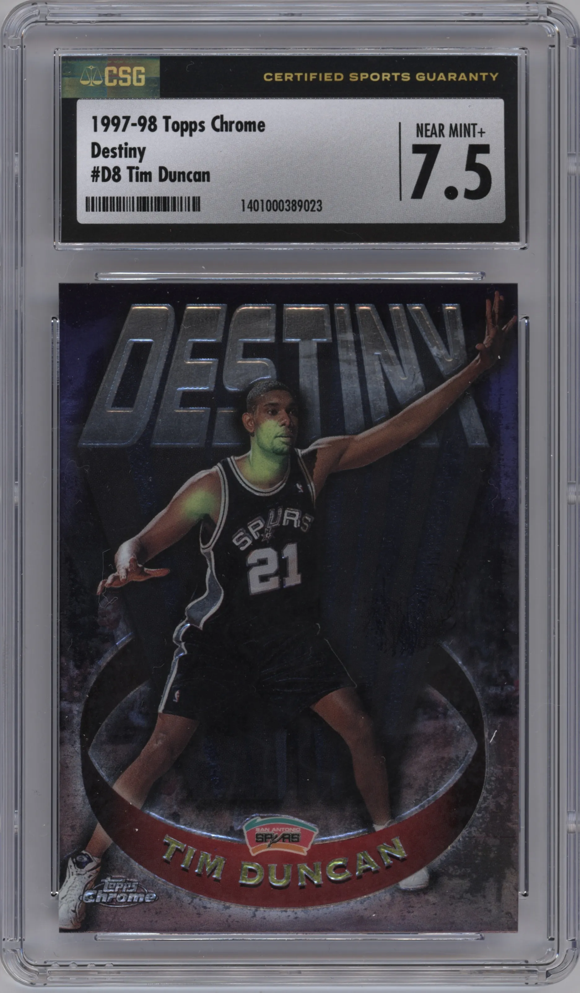 1997 Topps Chrome Destiny Tim Duncan #D8 CGC 7.5