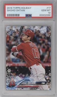 Shohei Ohtani from the 2018 Topps Holiday set graded by PSA and given an overall grade of 10.
