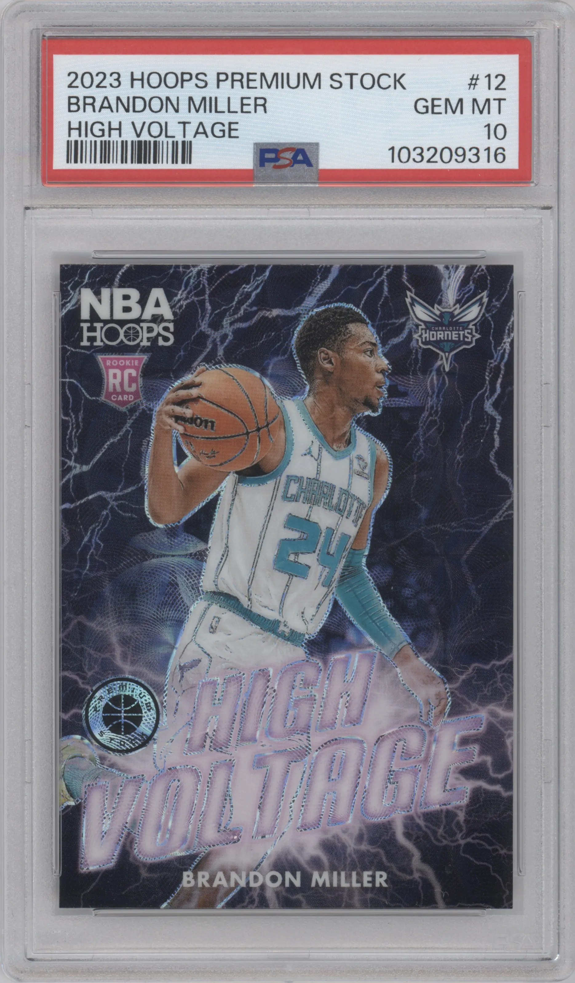 2023 Panini Hoops Premium Stock High Voltage Brandon Miller #12 PSA 10
