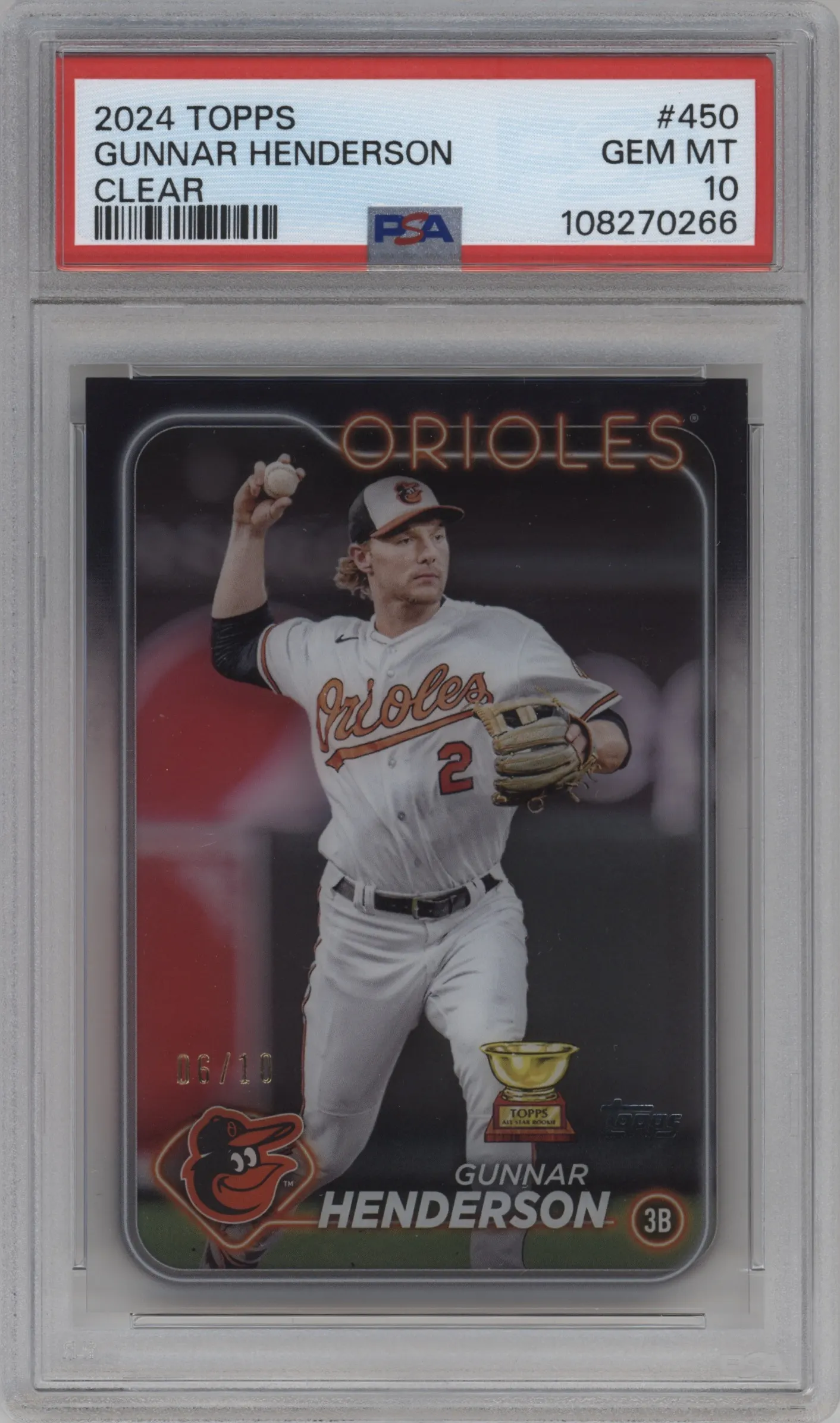 2024 Topps Gunnar Henderson Clear PSA 10