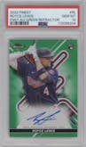 Royce Lewis from the 2022 Topps Finest set featuring a Green Refractor parallel graded by PSA and given an overall grade of 10.
