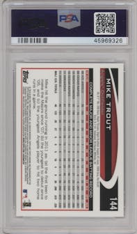 Mike Trout from the 2012 Topps Chrome set graded by PSA and given an overall grade of 10.