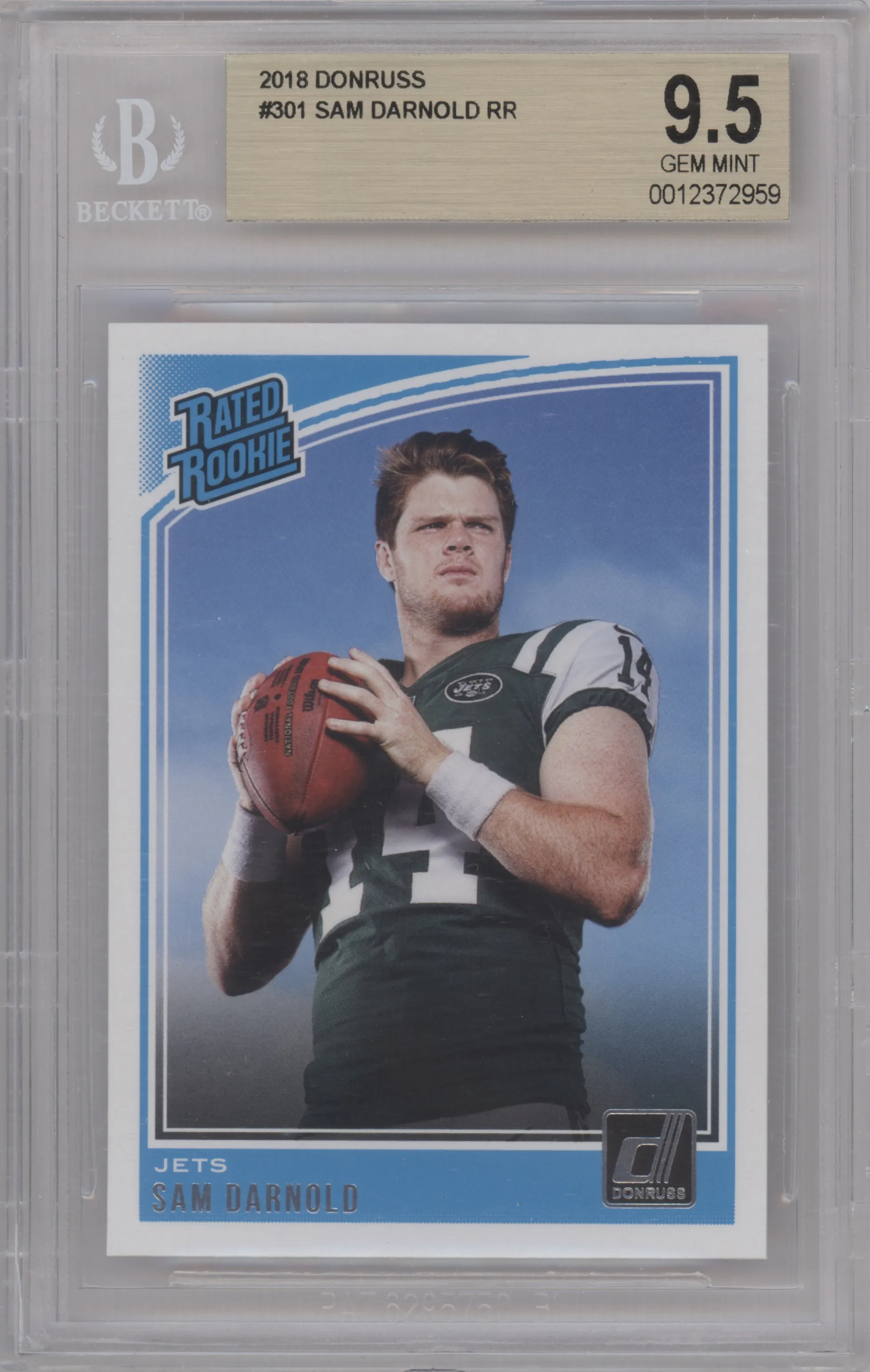 2018 Panini Donruss Rated Rookie Sam Darnold #301 BGS 9.5