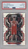 Alperen Sengun from the 2021-22 Panini Prizm  set featuring a Pulsar parallel graded by PSA and given an overall grade of 10.