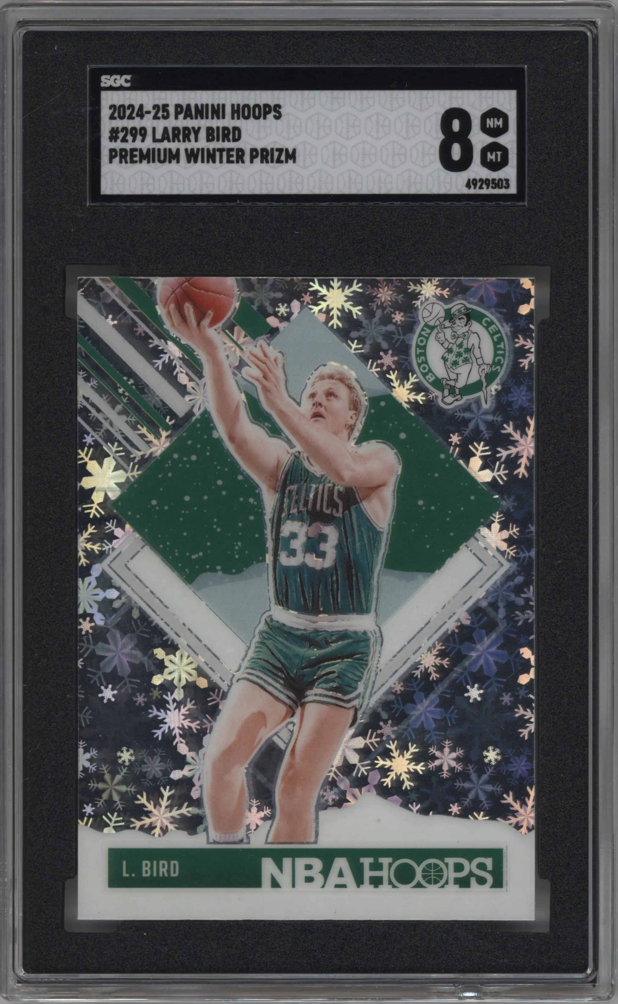 2024 Panini NBA Hoops Hoops Tribute Larry Bird Winter Premium #299 SGC 8