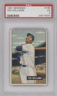 Ted Williams from the 1951 Bowman set graded by PSA and given an overall grade of 3.
