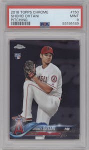 Shohei Ohtani from the 2018 Topps Chrome set graded by PSA and given an overall grade of 9.