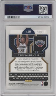 Trey Murphy III from the 2021-22 Panini Prizm  set featuring a Orange Ice parallel graded by PSA and given an overall grade of 10.