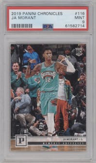 Ja Morant from the 2019-20 Panini Chronicles  set graded by PSA and given an overall grade of 9.