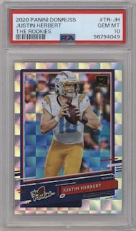 Justin Herbert from the 2020 Panini Donruss set graded by PSA and given an overall grade of 10.