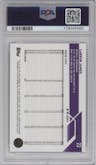 LeBron James from the 2023-24 Topps Chrome set featuring a Green Topps Refractors parallel graded by PSA and given an overall grade of 10.