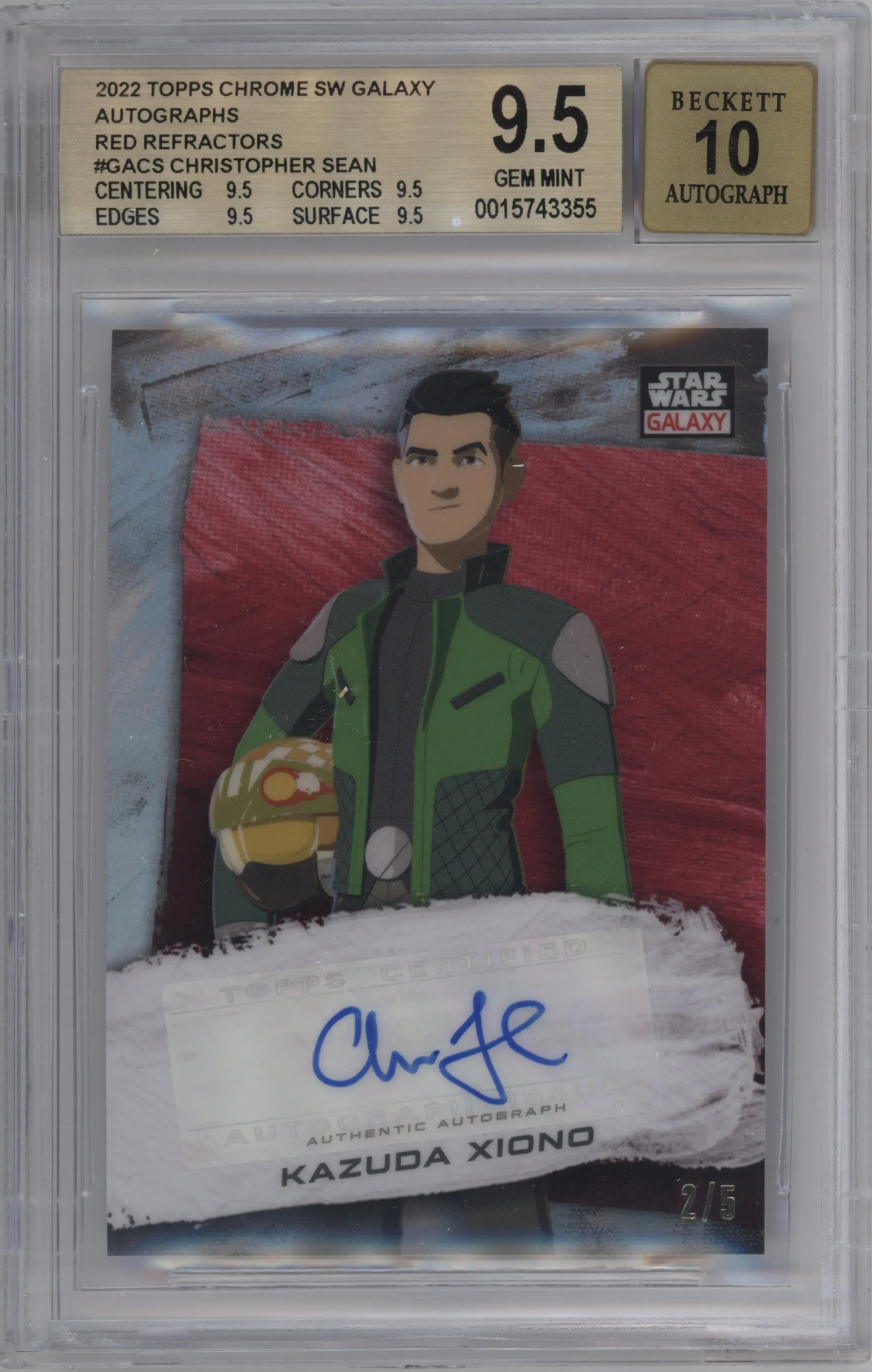 2022 Topps Chrome Star Wars Galaxy Auto Christopher Sean Red BGS 9.5