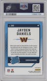 Jayden Daniels from the 2024 Donruss set featuring a Pink parallel graded by PSA and given an overall grade of 9.