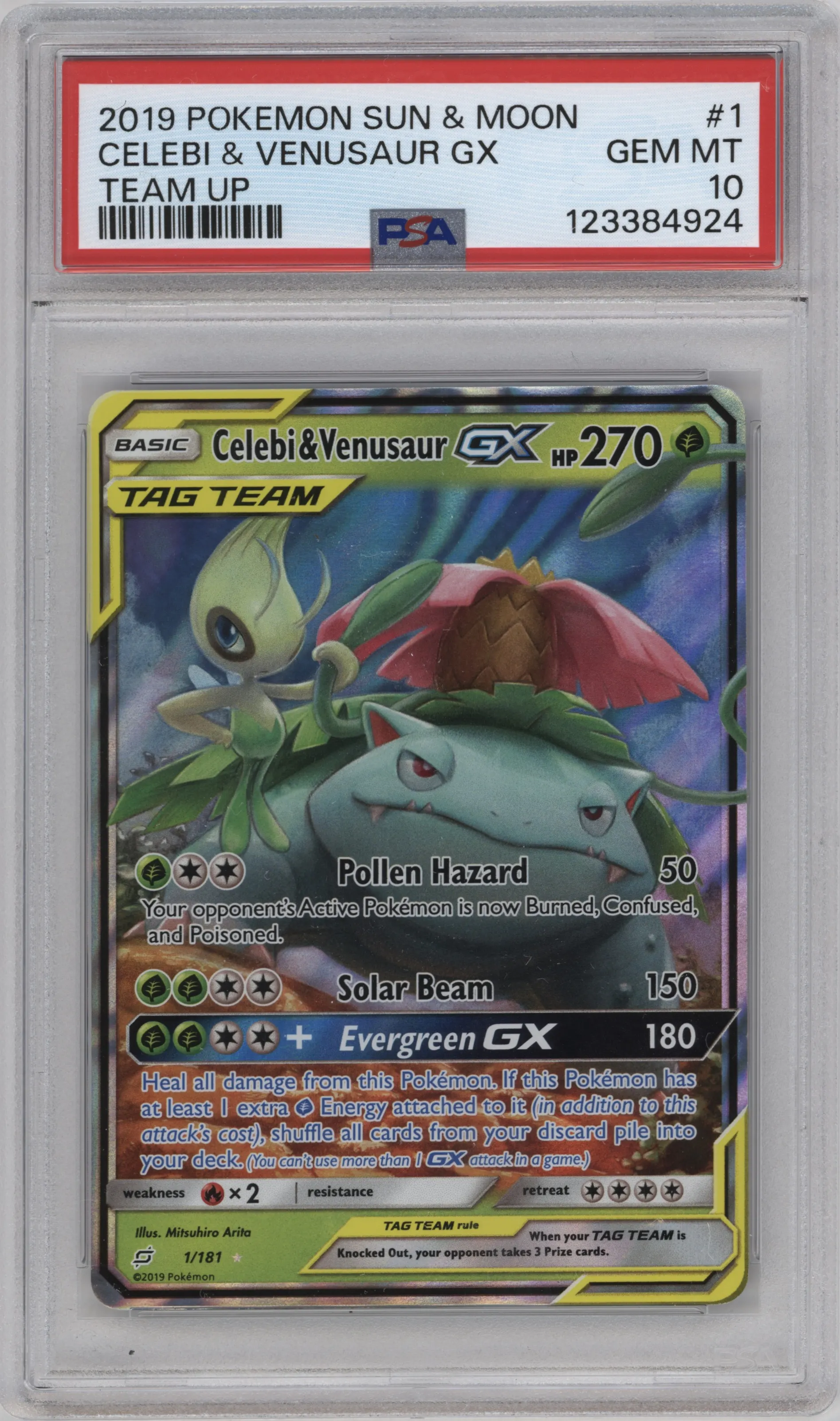 2019 Pokemon S&M Team Up Celebi/Venusaur GX #1 PSA 10