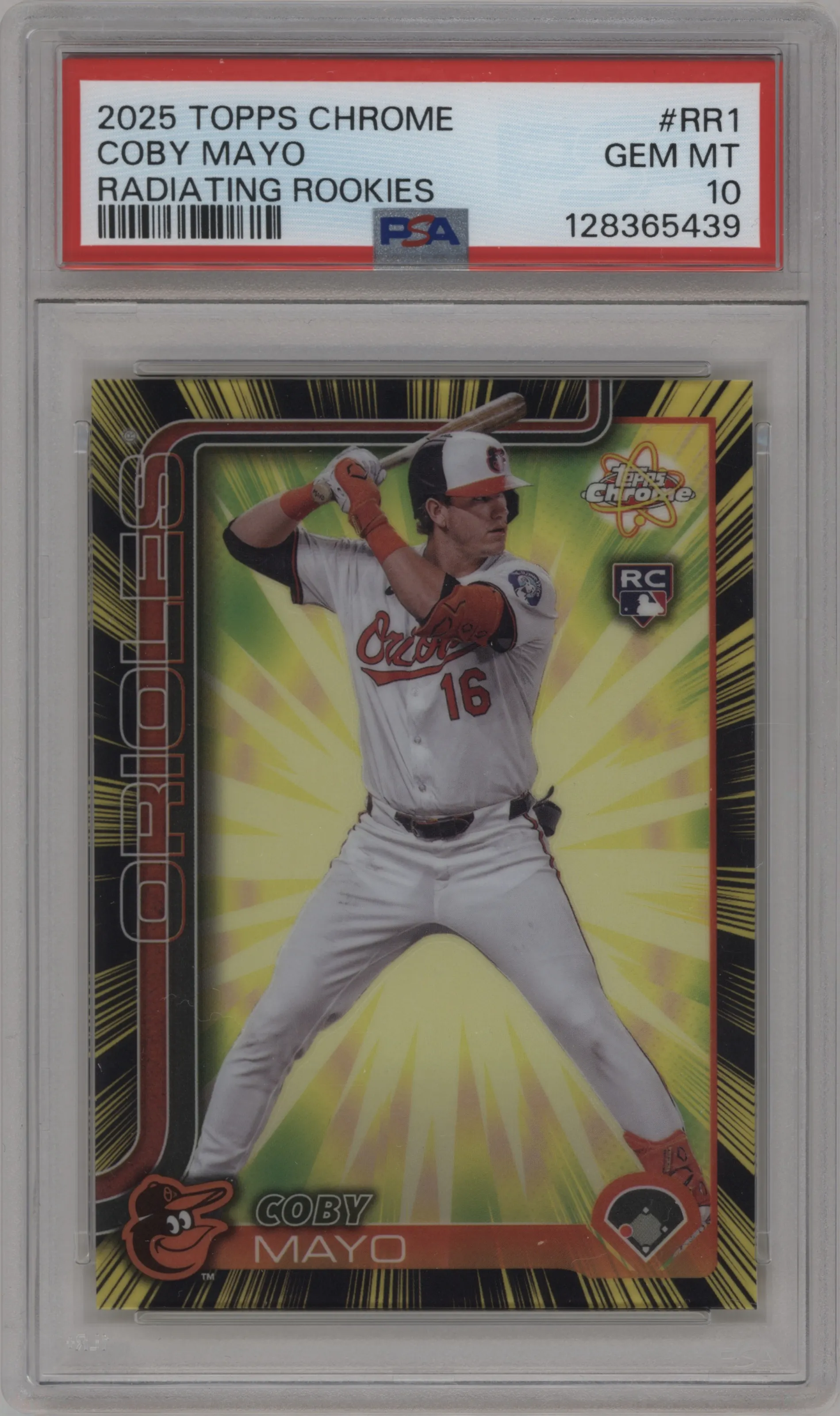 2025 Topps Chrome Radiating Rke. Coby Mayo #RR-1 PSA 10