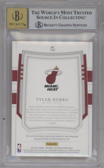 Tyler Herro from the 2019-20 Panini National Treasures Basketball set graded by Beckett and given an overall grade of 9.