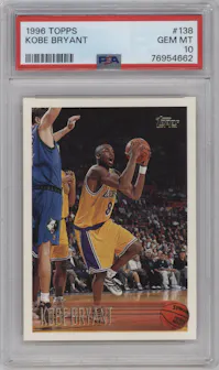 Kobe Bryant  from the 1996-97 Topps set graded by PSA and given an overall grade of 10.