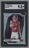 Jayden Daniels from the 2024 Panini Prizm set graded by SGC and given an overall grade of 9.5.