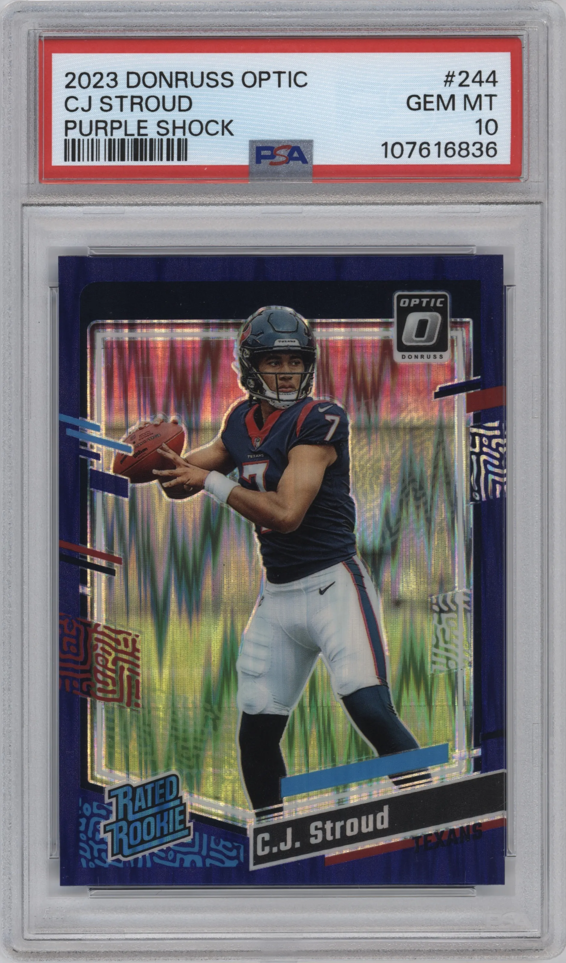 2023 Donruss Optic Rated Rookie C.J. Stroud Purple Shock PSA 10