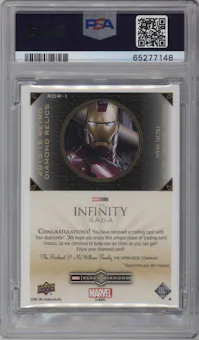 Robert Downey Jr. from the 2021 Upper Deck Marvel Black Diamond Trading set graded by PSA and given an overall grade of 10.