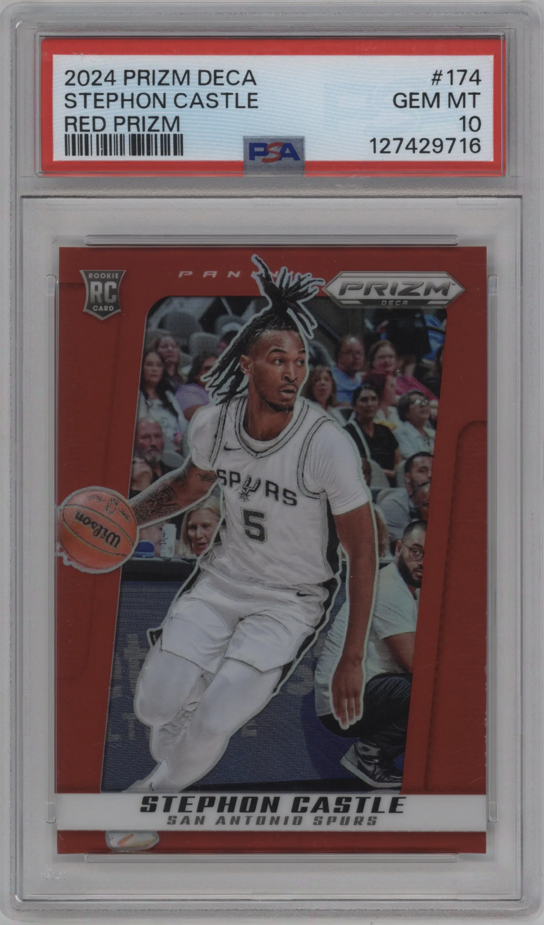 2024 Panini Prizm Deca Stephon Castle Red Prizm #174 PSA 10