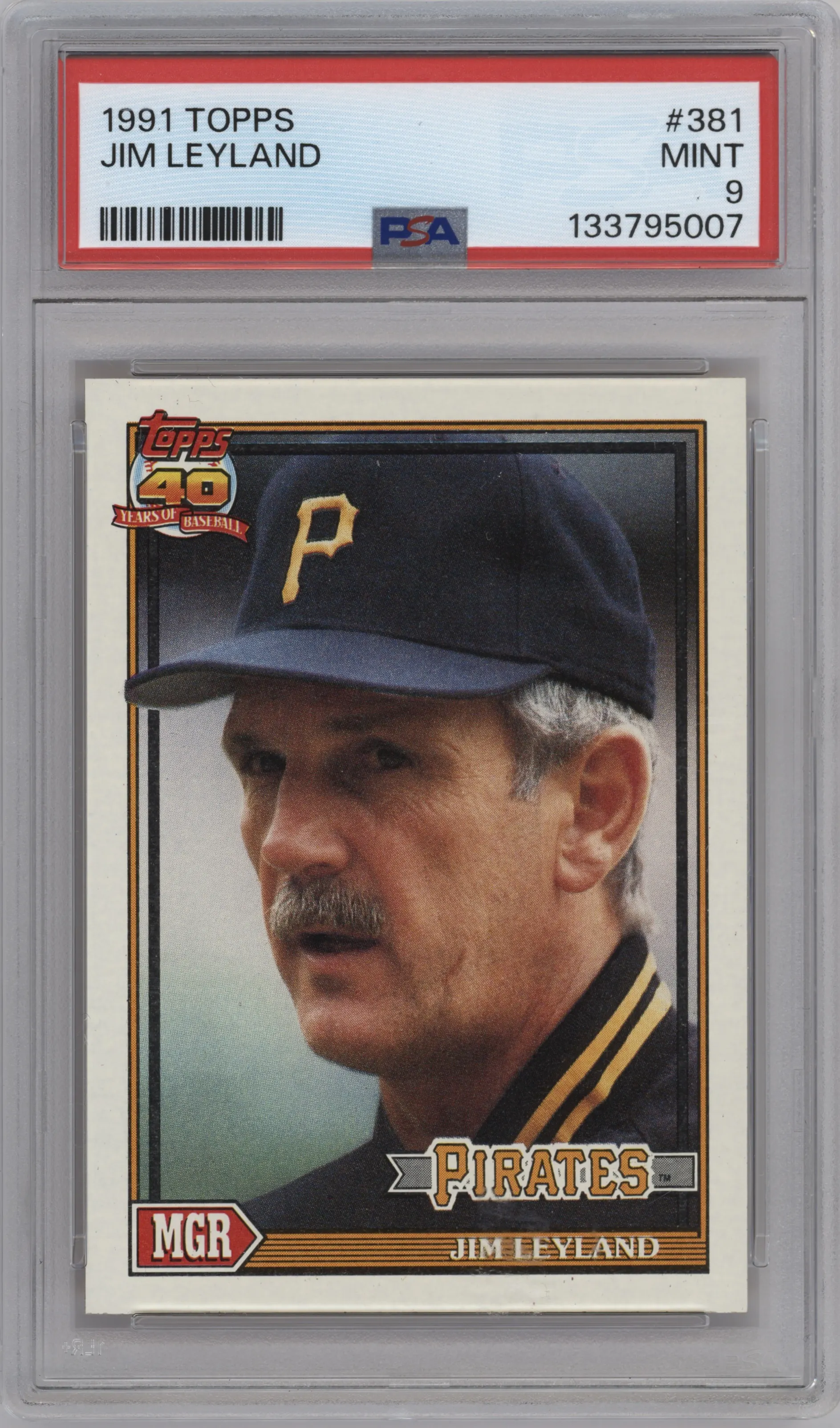 1991 Topps Jim Leyland #381 PSA 9