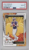 J.J. McCarthy from the 2024 Donruss set graded by PSA and given an overall grade of 10.