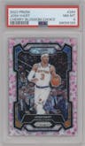 Josh Hart from the 2023-24 Panini Prizm set featuring a Choice Cherry Blossom parallel graded by PSA and given an overall grade of 8.