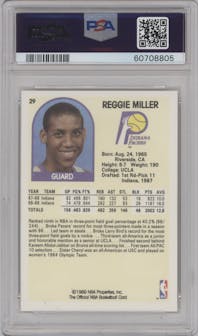 Reggie Miller from the 1989-90 NBA Hoops  set graded by PSA and given an overall grade of 10.