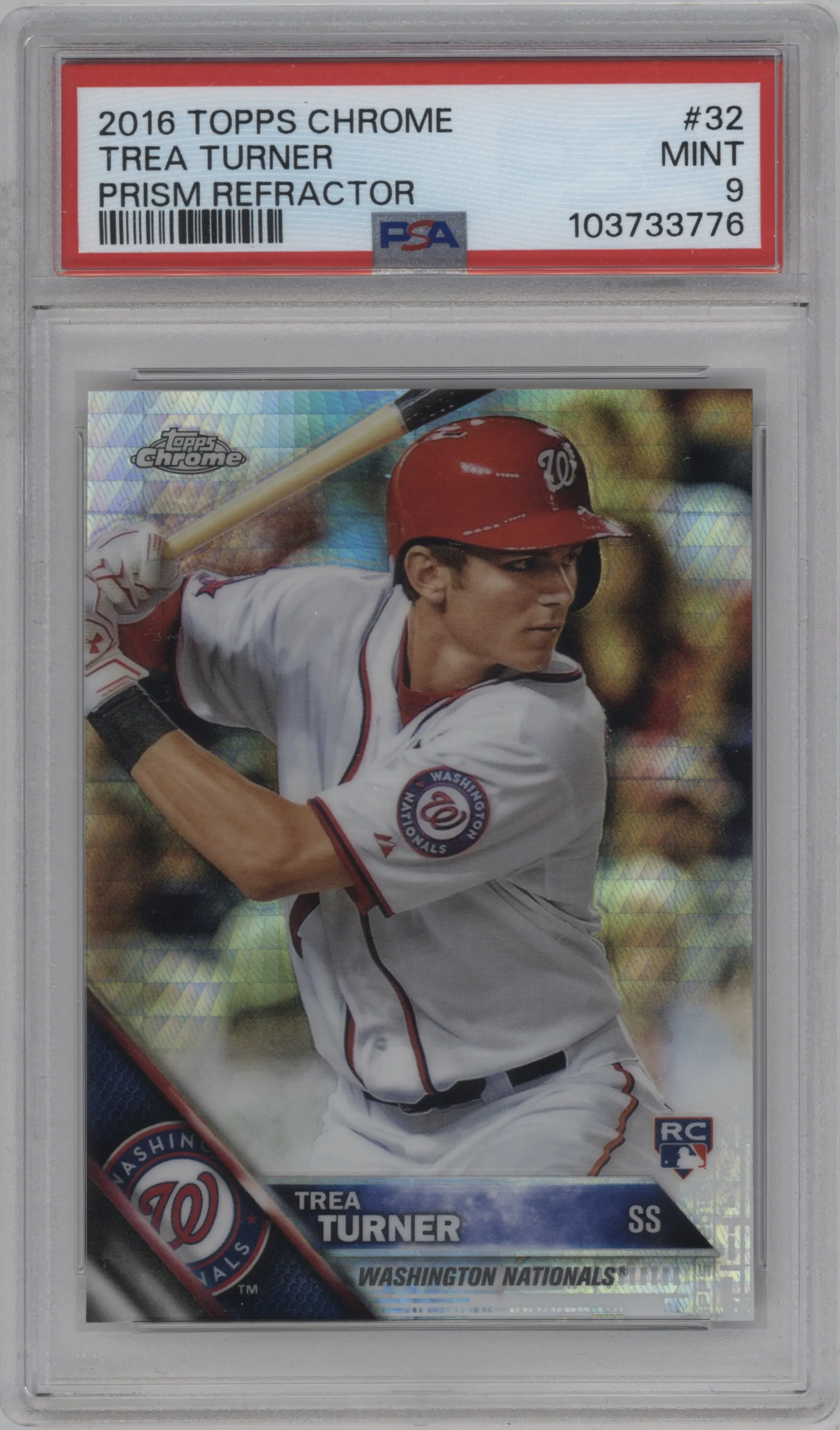 2016 Topps Chrome Trea Turner Prism Refractor #32 PSA 9