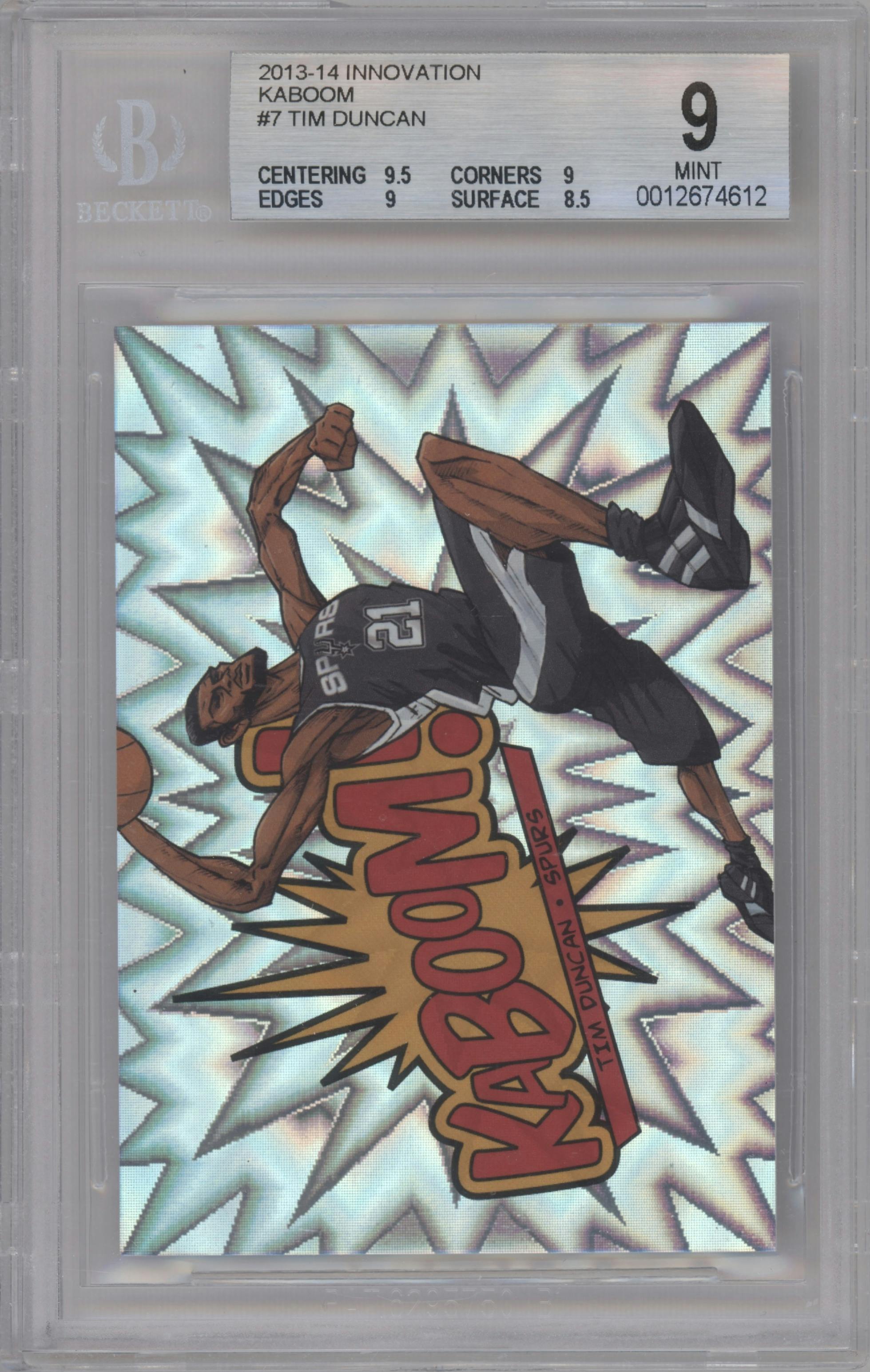 Tim Duncan from the 2013-14 Panini Innovation set graded by Beckett and given an overall grade of 9.