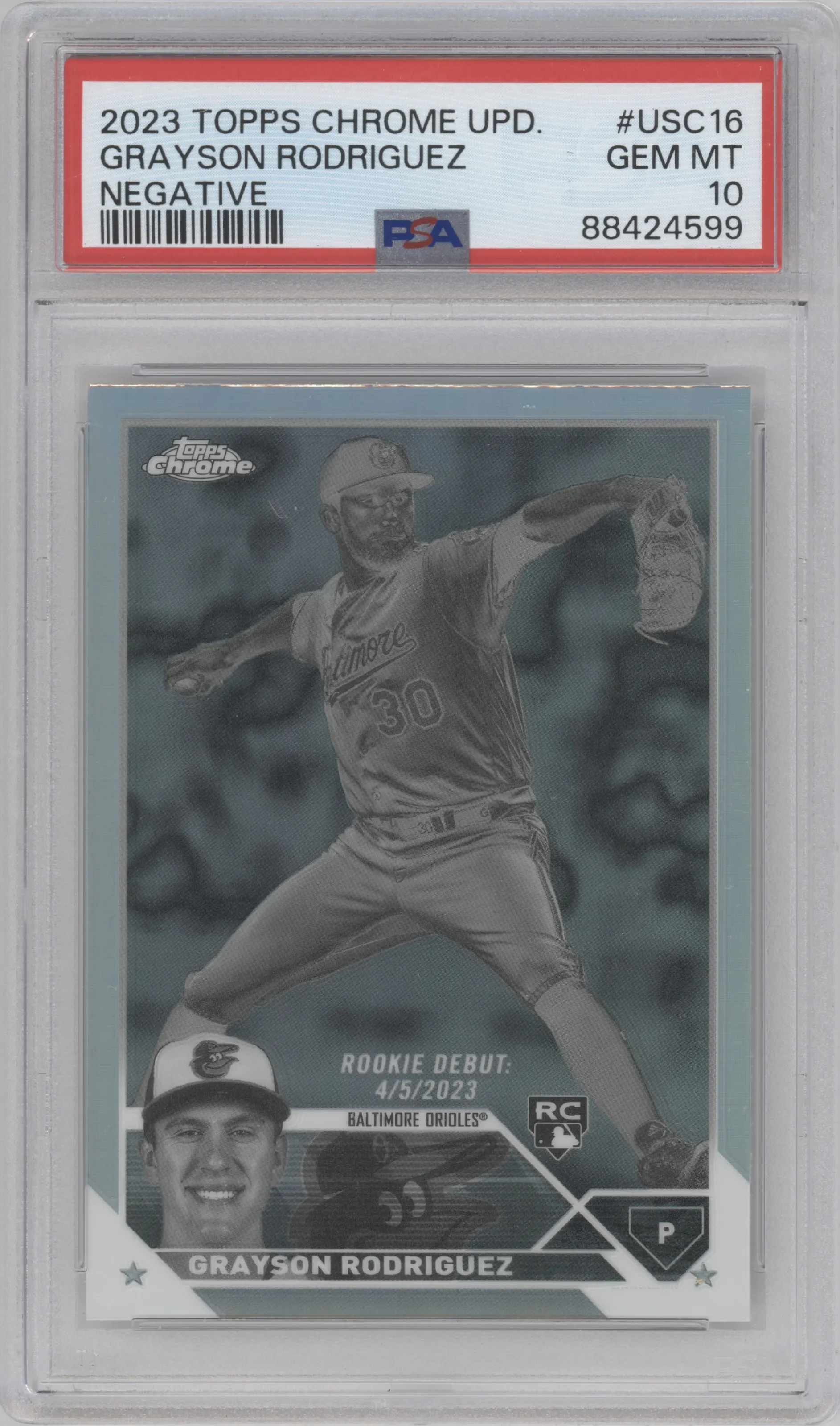 2023 Topps Chrome Update Grayson Rodriguez Negative Refractor PSA 10