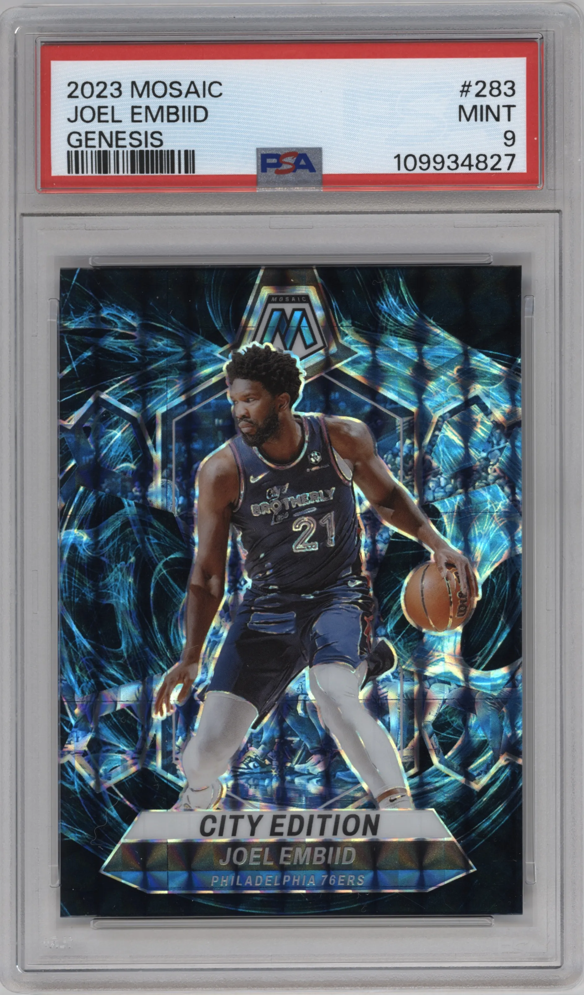 2023 Panini Mosaic Joel Embiid Genesis #283 PSA 9
